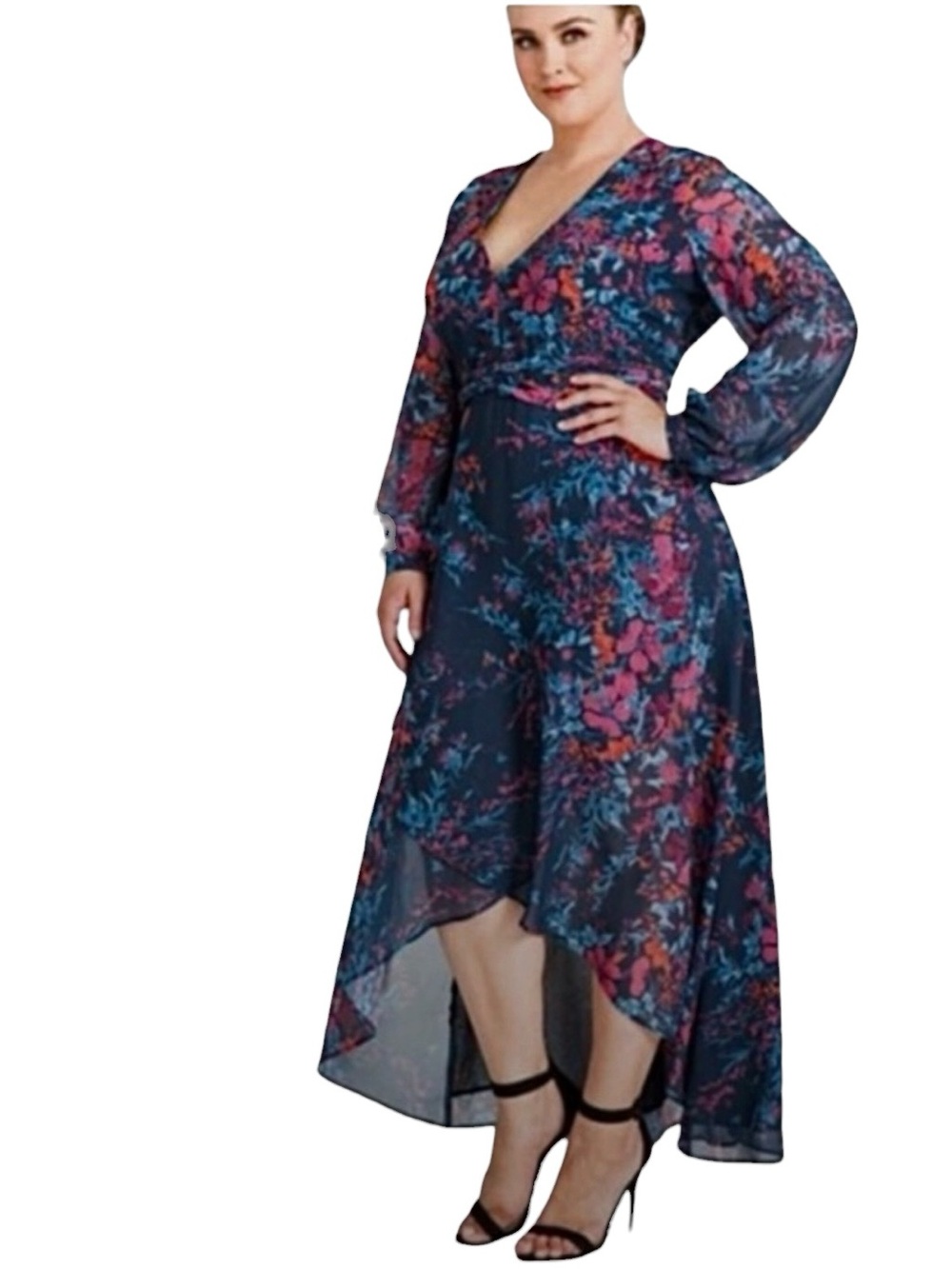 Standards & Practices Carter Dark Floral Asymmetrical Maxi Dress 2X NWT Romantic